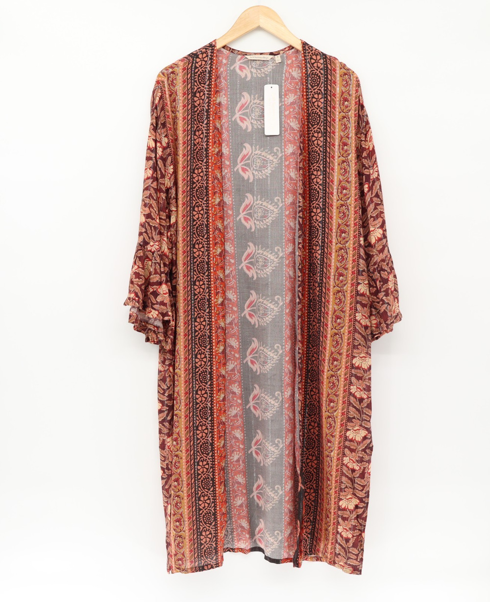 Soft Surroundings NWT Ethnic Paisley Longline Kimono Duster Sz M Coverup